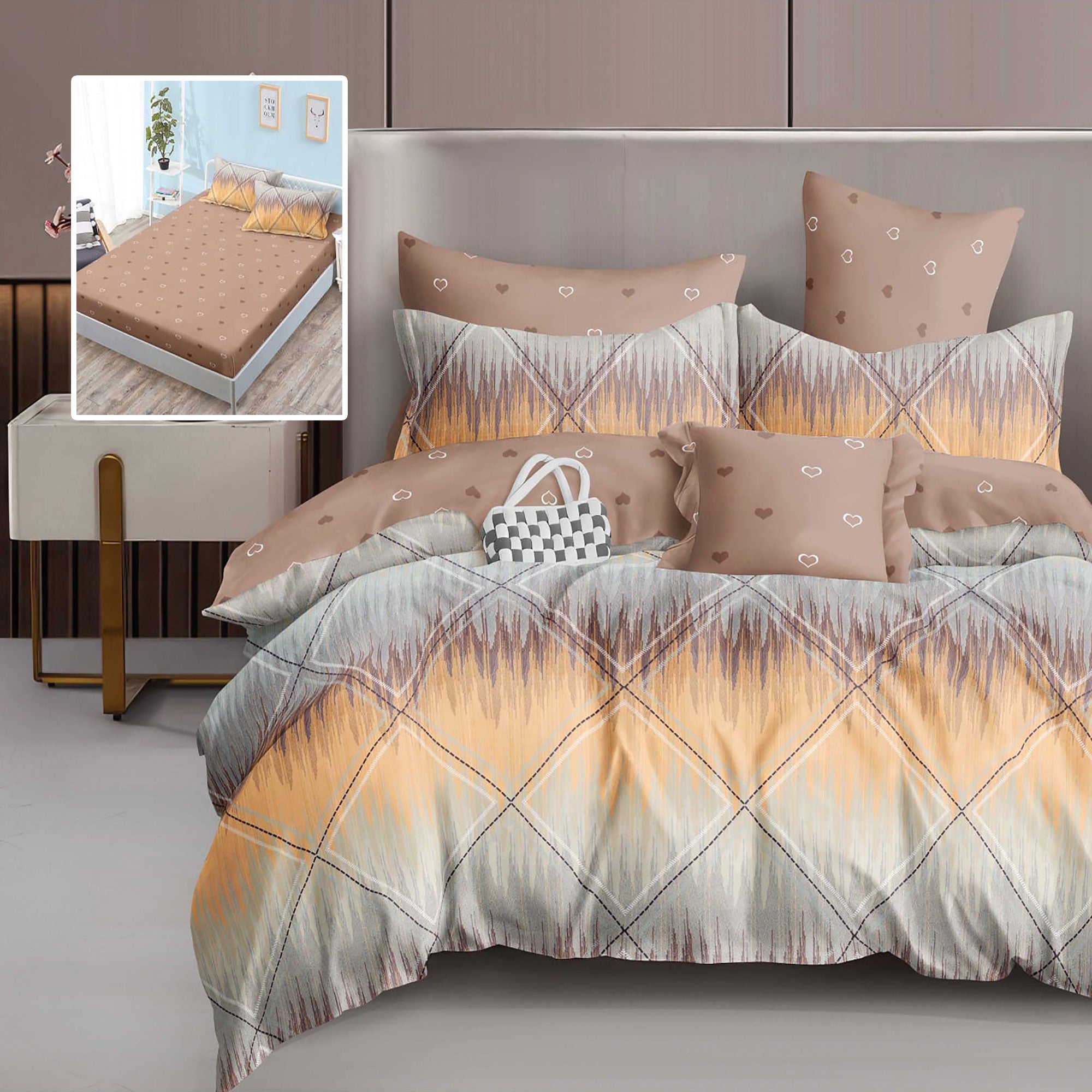 LENJERIE FINET 6 PIESE CU HUSĂ - 160x200 ȘI 180x200 (EMMA-VH)